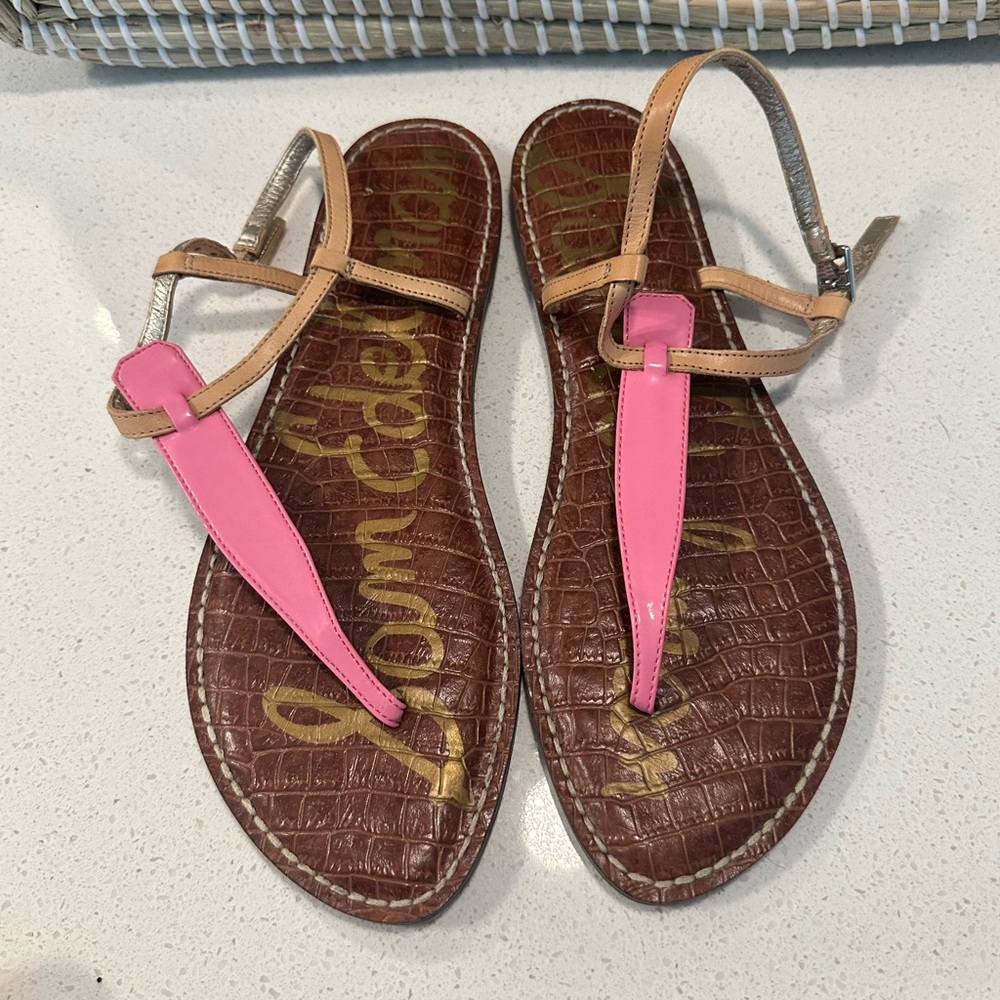 Women's Pink and Tan Sandals
